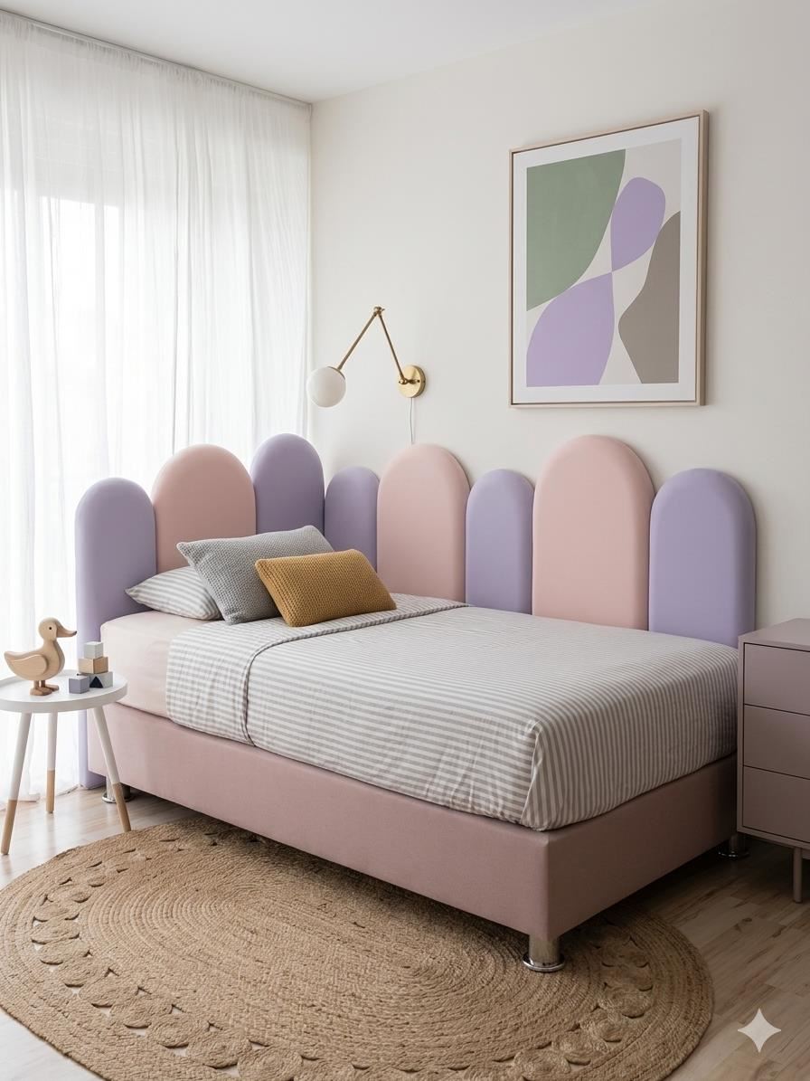 Cama Baby Nube 1.5 Plaza rosado y lila